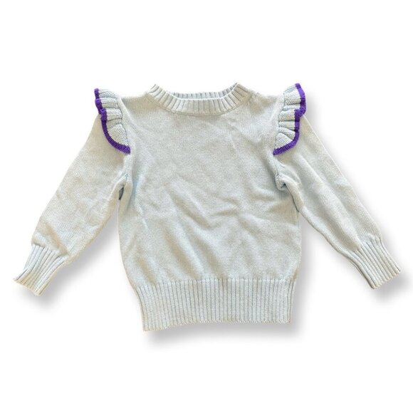 J. Crew Crewcuts NWT Blue Ruffled Shoulder Sweater Size 2 Toddler Spring Easte - Picture 1 of 7
